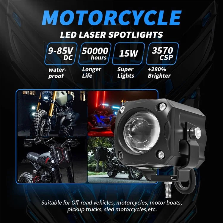 Motorcycle Super Bright LED Headlight White+Yellow Light Motorbike External Modified Spotlight