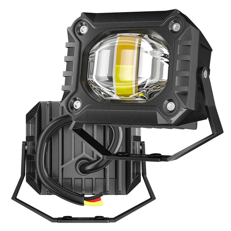 Waterproof Motorcycle LED Headlight White+Yellow Light Motorbike External Modified Spotlight