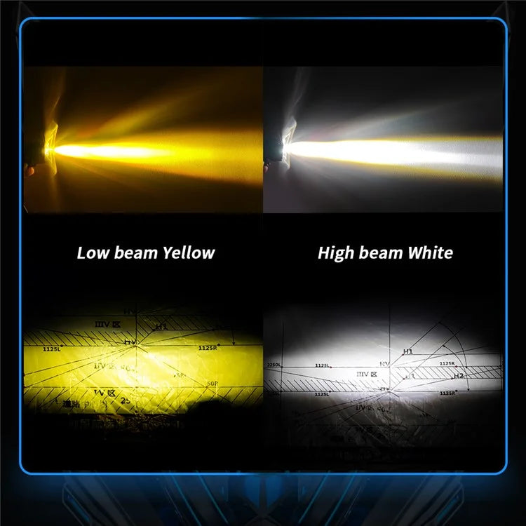 Car Motorcycle 3-LED Headlight High Low Beam Light Super Bright Waterproof Motorbike Spotlight