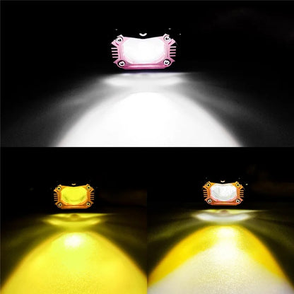 20W Motorcycle LED Flashing Headlight Fog Lamp White+Yellow Light Motorbike Modified Spotlight