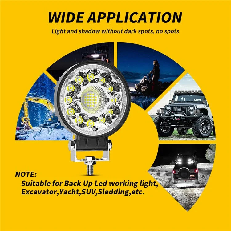 4-inch 33LED Car SUV Off-Road Round Spotlight Floodlight Working Lamp Vehicle Driving Headlight