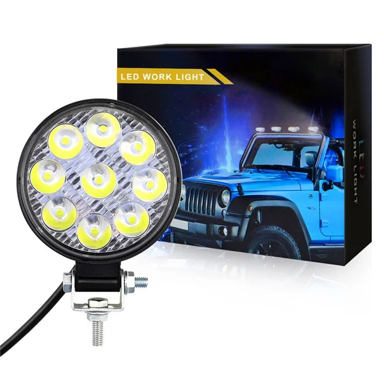 9LED 27W Car SUV Off-Road Super Bright Round Spotlight Waterproof Vehicle Headlight