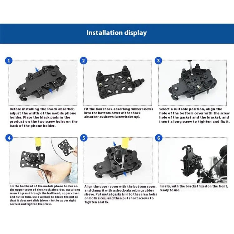 WUPP CS-1637A1 Motorcycle Bicycle Phone Holder Shock Absorber Vibration Dampening Buffer