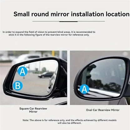 2Pcs Suction Cup 360 Degree Blind Spot Car Reversing Aid Rearview Mirror Small Round Mirror - Silver