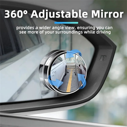 2Pcs Suction Cup 360 Degree Blind Spot Car Reversing Aid Rearview Mirror Small Round Mirror - Silver