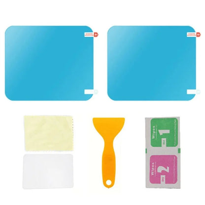 2Pcs Square 200x240mm Car Rear View Mirror Film PET Anti-Fog Rainproof Mirror Film with Tools