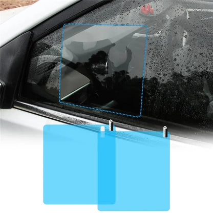 2Pcs Square 200x240mm Car Rear View Mirror Film PET Anti-Fog Rainproof Mirror Film with Tools