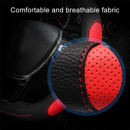 38cm D-shape Car Steering Wheel Cover Imitation Leather Anti-skid Steering Wheel Sleeve Line