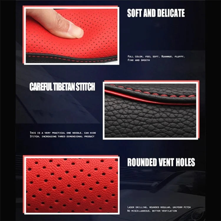 38cm D-shape Car Steering Wheel Cover Imitation Leather Anti-skid Steering Wheel Sleeve+Blue Line