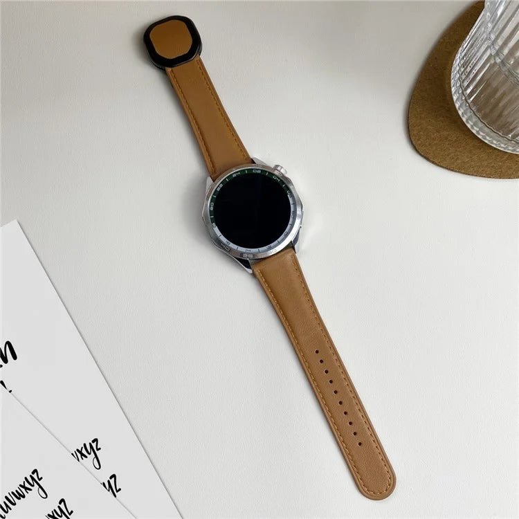 For Huawei Watch 4 Pro / 4 / GT 4 46mm Universal 22mm Magnetic Buckle Genuine Cow Leather Watch Strap