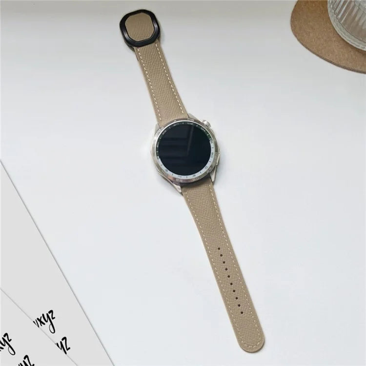 For Huawei Watch 4 Pro / 4 / GT 4 46mm Universal 22mm Magnetic Buckle Genuine Cow Leather Watch Strap