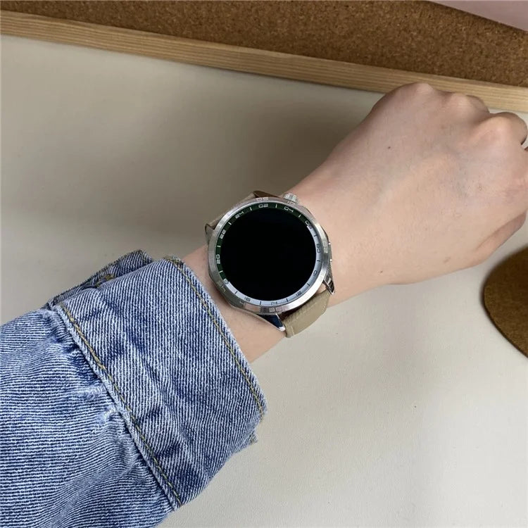 For Huawei Watch 4 Pro / 4 / GT 4 46mm Universal 22mm Magnetic Buckle Genuine Cow Leather Watch Strap