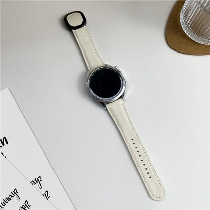 For Huawei Watch 4 Pro / 4 / GT 4 46mm Universal 22mm Magnetic Buckle Genuine Cow Leather Watch Strap