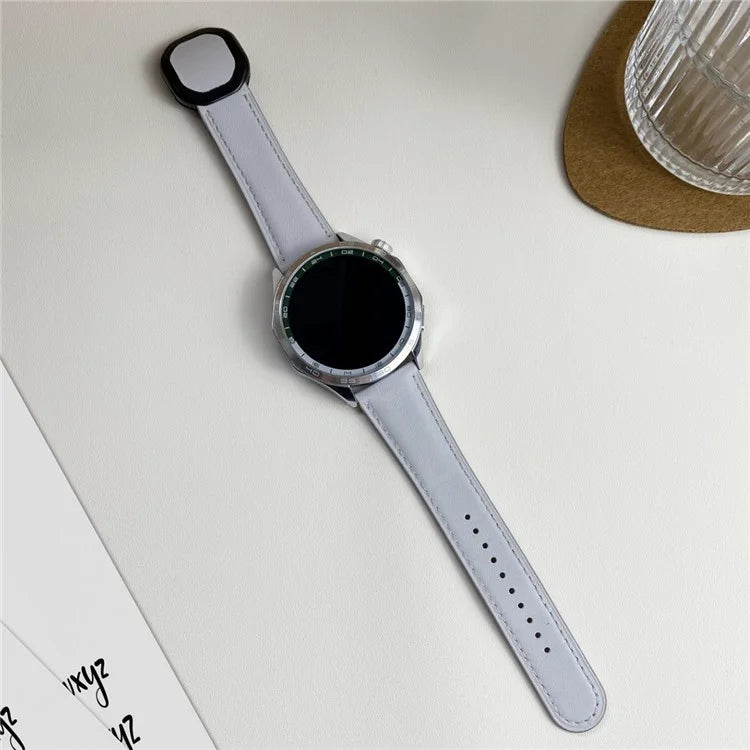 For Huawei Watch 4 Pro / 4 / GT 4 46mm Universal 22mm Magnetic Buckle Genuine Cow Leather Watch Strap