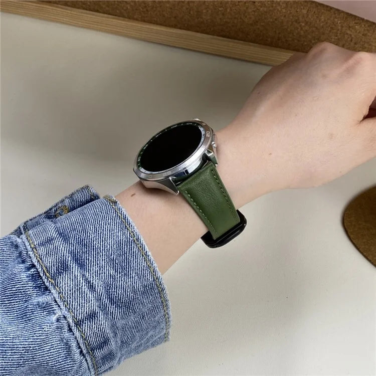 For Huawei Watch 4 Pro / 4 / GT 4 46mm Universal 22mm Magnetic Buckle Genuine Cow Leather Watch Strap