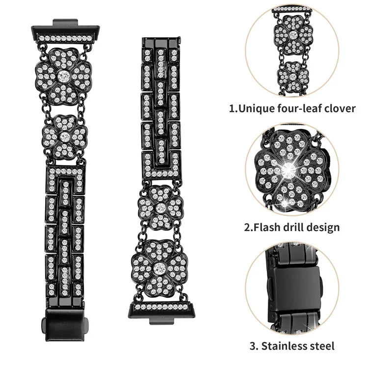 For Huawei Watch Fit 3 Band Smart Watch Metal Wrist Strap with Rhinestone