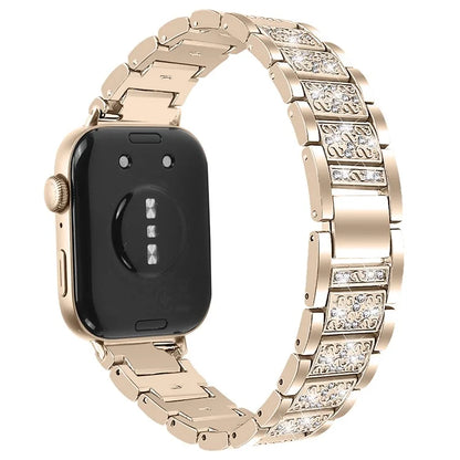 For Huawei Watch Fit 3 Metal Band Smart Watch Wrist Strap with Rhinestones