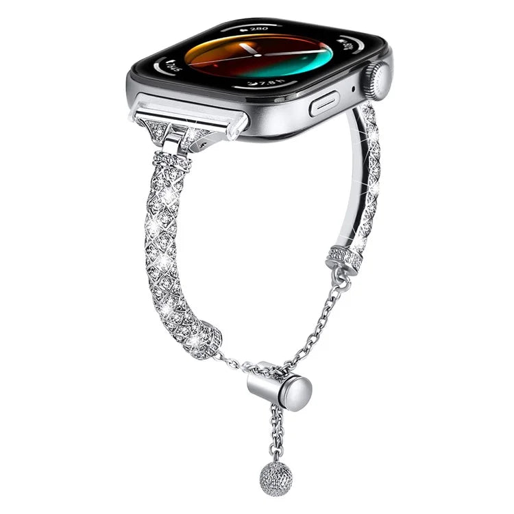 For Huawei Watch Fit 3 Metal Band Rhinestones Decorated Bracelet Strap