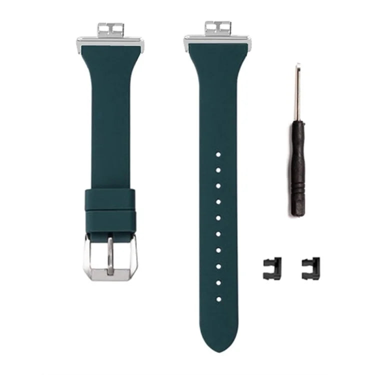 For Huawei Watch Fit Watch Strap Adjustable Silicone Wrist Band with Silver Connectorish Green