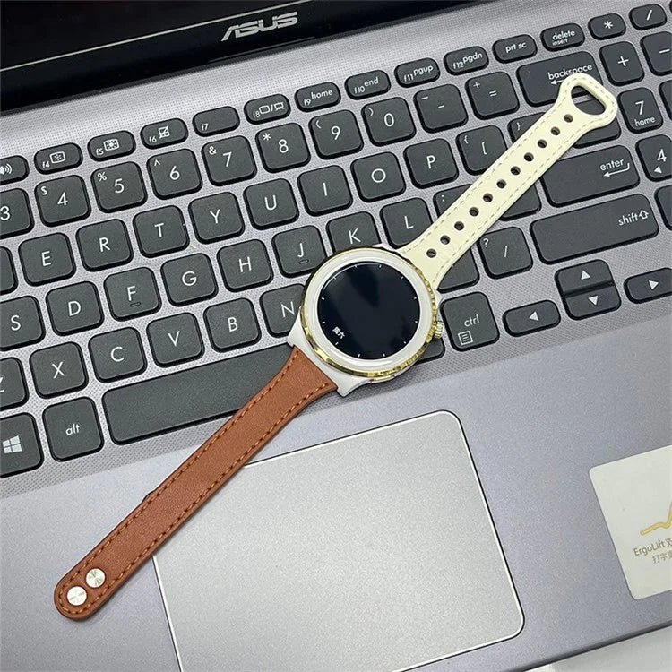 22mm Universal Replacement Wrist Band Soft Leather Watch Strap+White