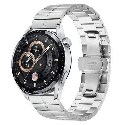 For Huawei Watch GT 2 46mm Quick Release Strap Metal Watch Band with Butterfly Buckle, Silver