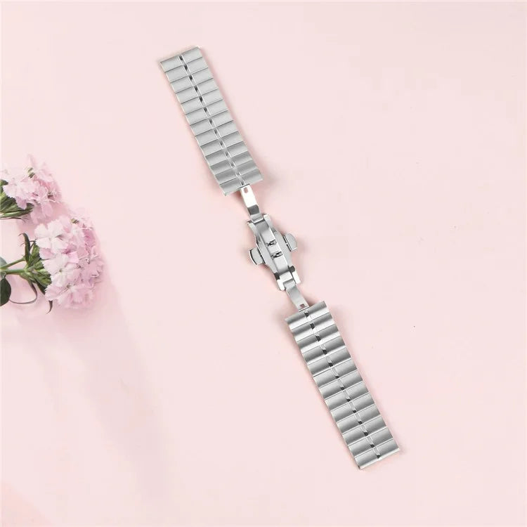 For Huawei Watch GT 2 46mm Quick Release Strap Metal Watch Band with Butterfly Buckle, Silver