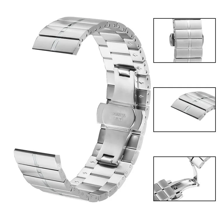 For Huawei Watch GT 2 46mm Quick Release Strap Metal Watch Band with Butterfly Buckle, Silver