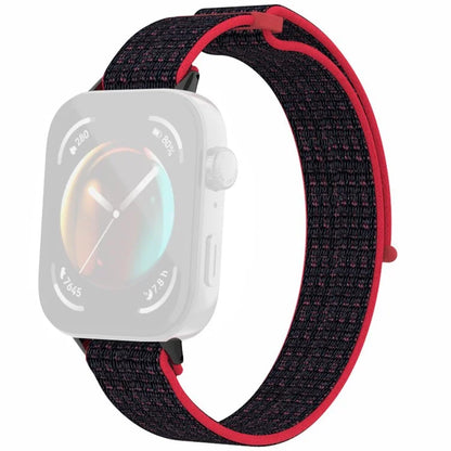 For Huawei Watch Fit 3 Watch Strap Magic Tape Nylon Wrist Band / Red