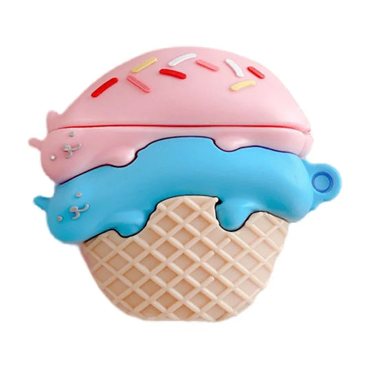 For Airpods Pro 2  /  Airpods Pro Cartoon Cat Ice Cream Cover Silicone Earphone Case with Hanging Buckle