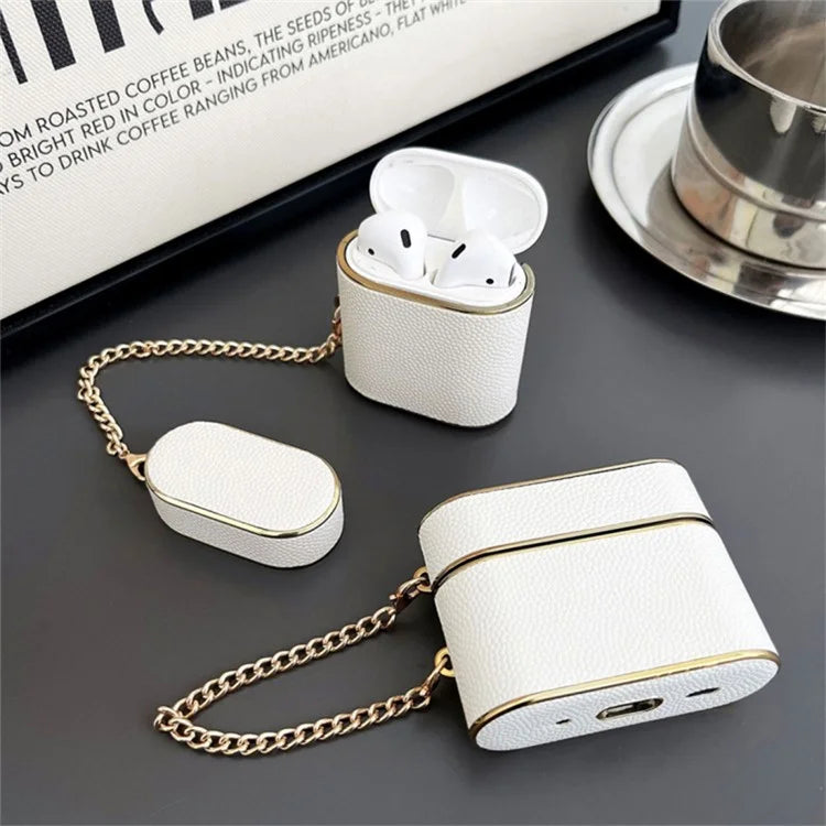 For Apple AirPods with Wireless Charging Case (2019) / AirPods with Charging Case (2019) / (2016) Leather Texture PC+TPU Earphone Case