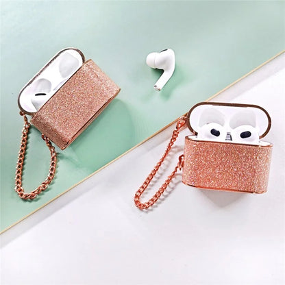 For Apple AirPods Pro Leather Texture Glitter Powder Column Shape Bluetooth Earphone Cover