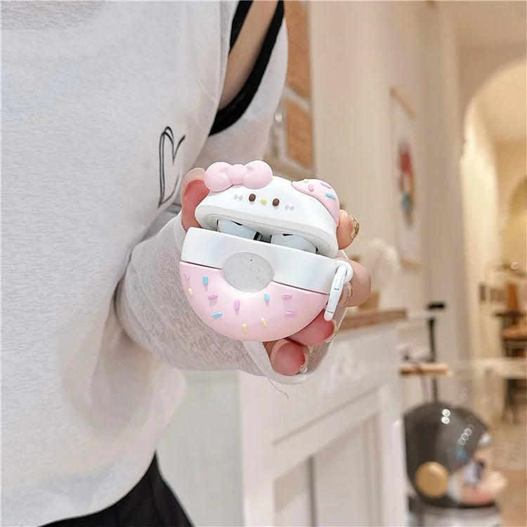 For AirPods 3 Lovely Bowknot Donut Earphone Case PVC Protective Cover