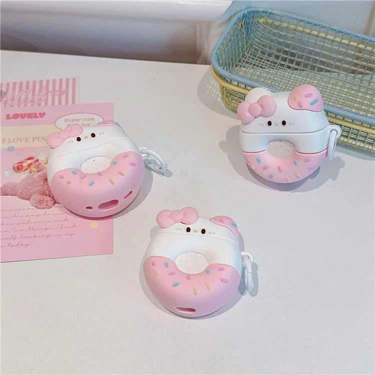 For AirPods Pro 2 / Pro Lovely Bowknot Donut Earphone Case PVC Protective Cover