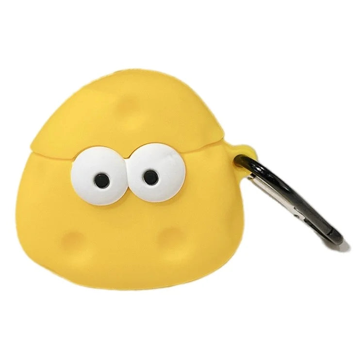 For Apple AirPods with Wireless Charging Case (2019)  /  AirPods with Charging Case (2019) (2016) Cartoon Cheese Silicone Cover