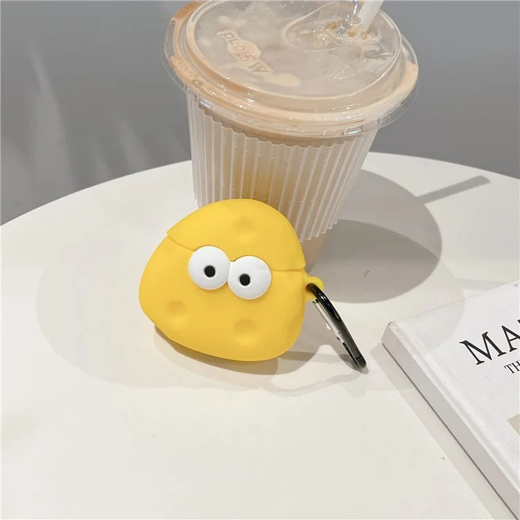 For Apple AirPods with Wireless Charging Case (2019)  /  AirPods with Charging Case (2019) (2016) Cartoon Cheese Silicone Cover