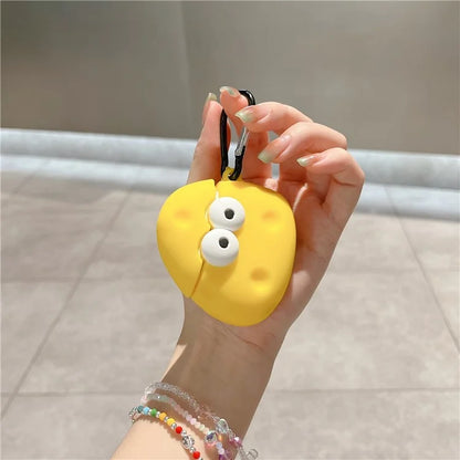 For Apple AirPods with Wireless Charging Case (2019)  /  AirPods with Charging Case (2019) (2016) Cartoon Cheese Silicone Cover