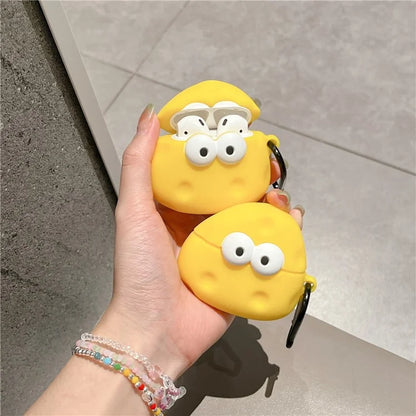 For Apple AirPods with Wireless Charging Case (2019)  /  AirPods with Charging Case (2019) (2016) Cartoon Cheese Silicone Cover