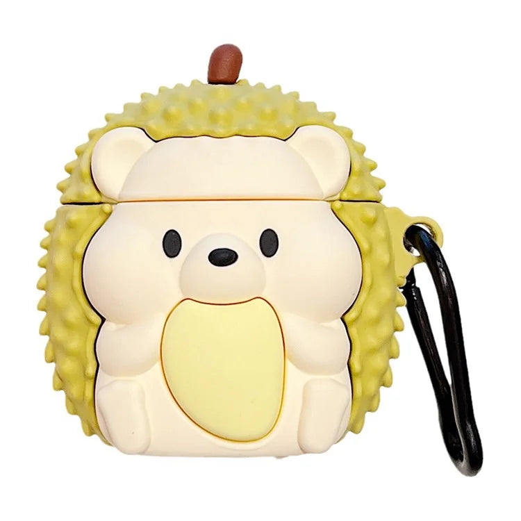 For Apple AirPods with Wireless Charging Case (2019)  /  AirPods with Charging Case (2019) (2016) Hedgehog Durian Silicone Cover