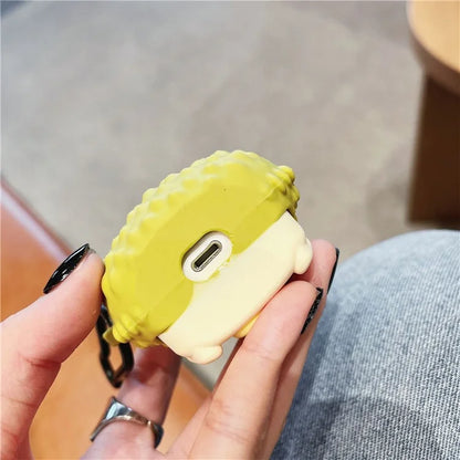 For AirPods 3 Silicone Cover Cartoon Hedgehog Durian Protective Case with Anti-Lost Buckle