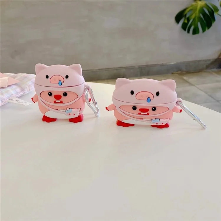 For Apple Airpods 3 Cartoon Design Bluetooth Earphone Cover Silicone Protective Case with Hanging Buckle