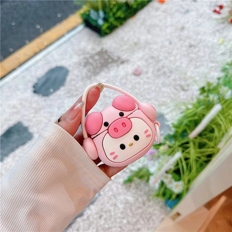 For AirPods Pro / Pro 2 Cartoon Kitty Bluetooth Earphone Cover Soft Silicone Case with Hanging Buckle