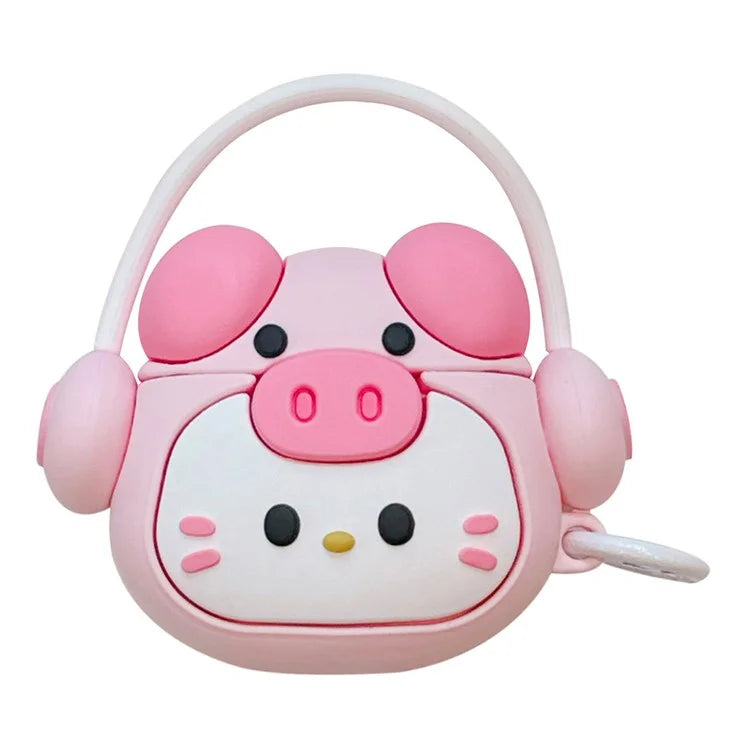 For Apple Airpods 3 Cartoon Kitty Bluetooth Earphone Cover Soft Silicone Case with Hanging Buckle