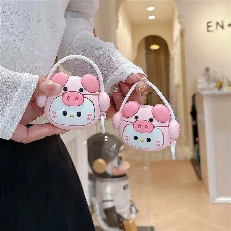 For Apple Airpods 3 Cartoon Kitty Bluetooth Earphone Cover Soft Silicone Case with Hanging Buckle