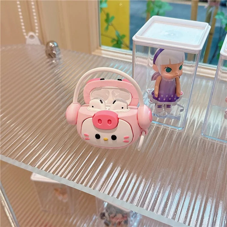 For Apple AirPods with Charging Case (2019) (2016) / AirPods with Wireless Charging Case (2019) Cartoon Kitty Silicone Case