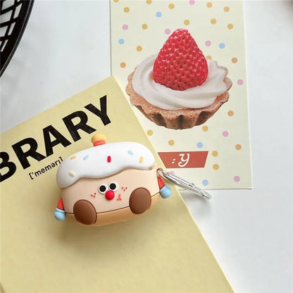 For AirPods Pro / Pro 2 Cartoon Cake Silicone Protective Case with Anti-Lost Buckle