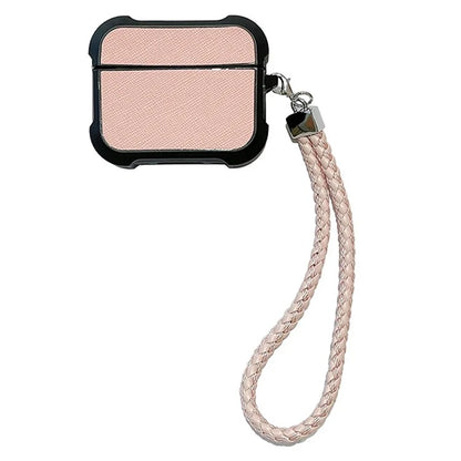 For Apple AirPods 3 Bluetooth Earphone Cover Leather Texture TPU Anti-Drop Case with Wrist Strap