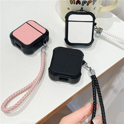 For Apple AirPods with Charging Case (2016) / (2019) /  AirPods with Wireless Charging Case (2019) TPU Sleeve Case with Wrist Strap