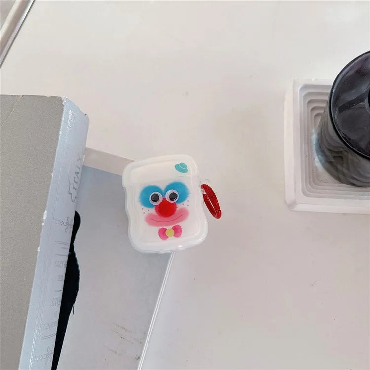 For Apple AirPods with Wireless Charging Case (2019) / AirPods with Charging Case (2019) / (2016) Colorful Clown TPU Case with Ring Buckle