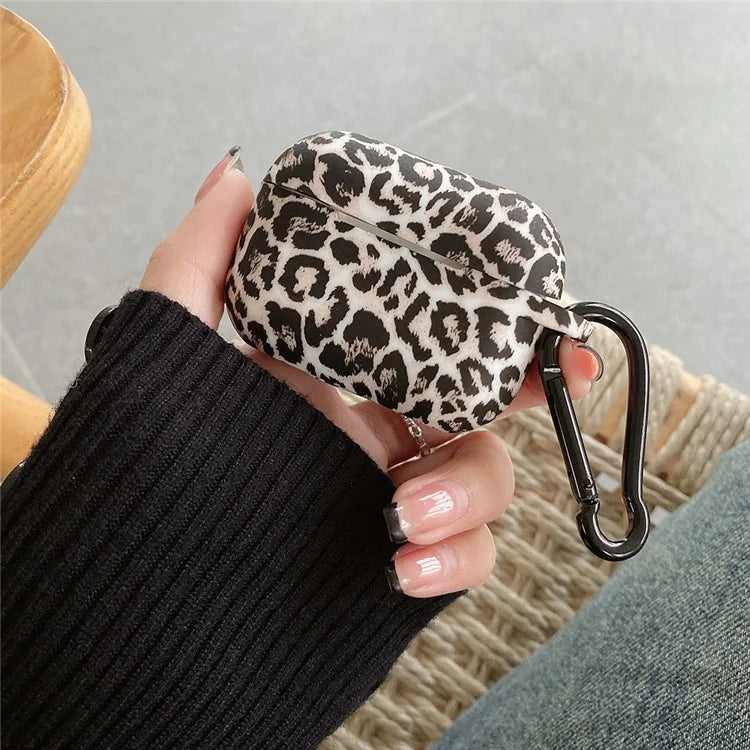 For Apple AirPods Pro 2 Charging Case Cover Leopard Print Pattern TWS Earbuds Silicone Case with Buckle