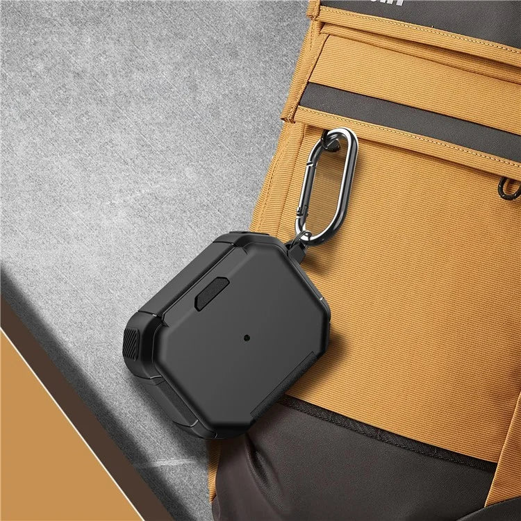 For AirPods Pro 2 Case PC+TPU Flip Stand Bluetooth Earphone Anti-Drop Cover with Carabiner